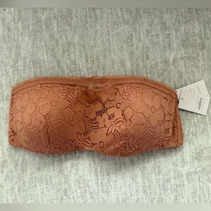 New Auden Removable Straps Strapless Bandeau Lace Floral Bra in Rust